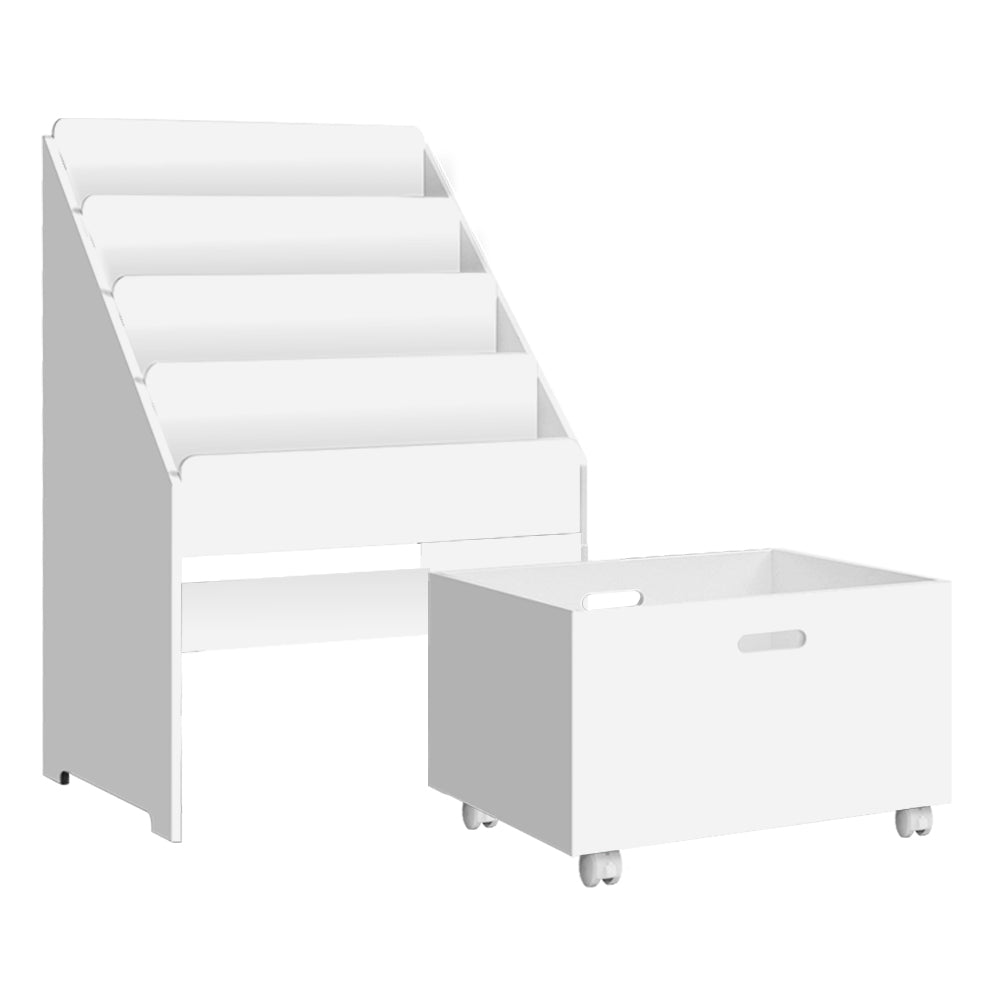 Kids Bookshelf Storage Organiser Bookcase Drawers Shelf - White