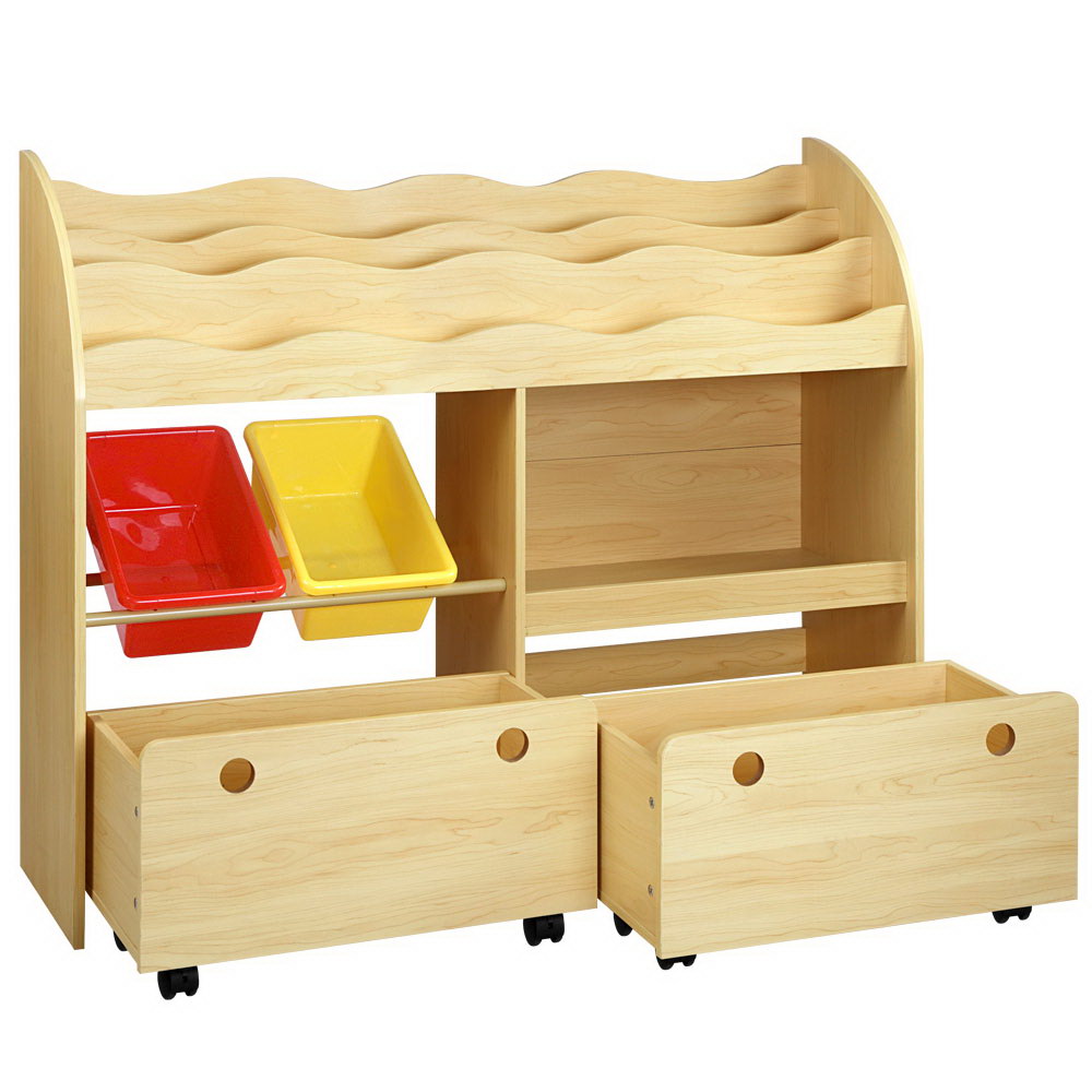 Kids Bookshelf Toy Storage Box Organiser Display Rack - 3 Tiers