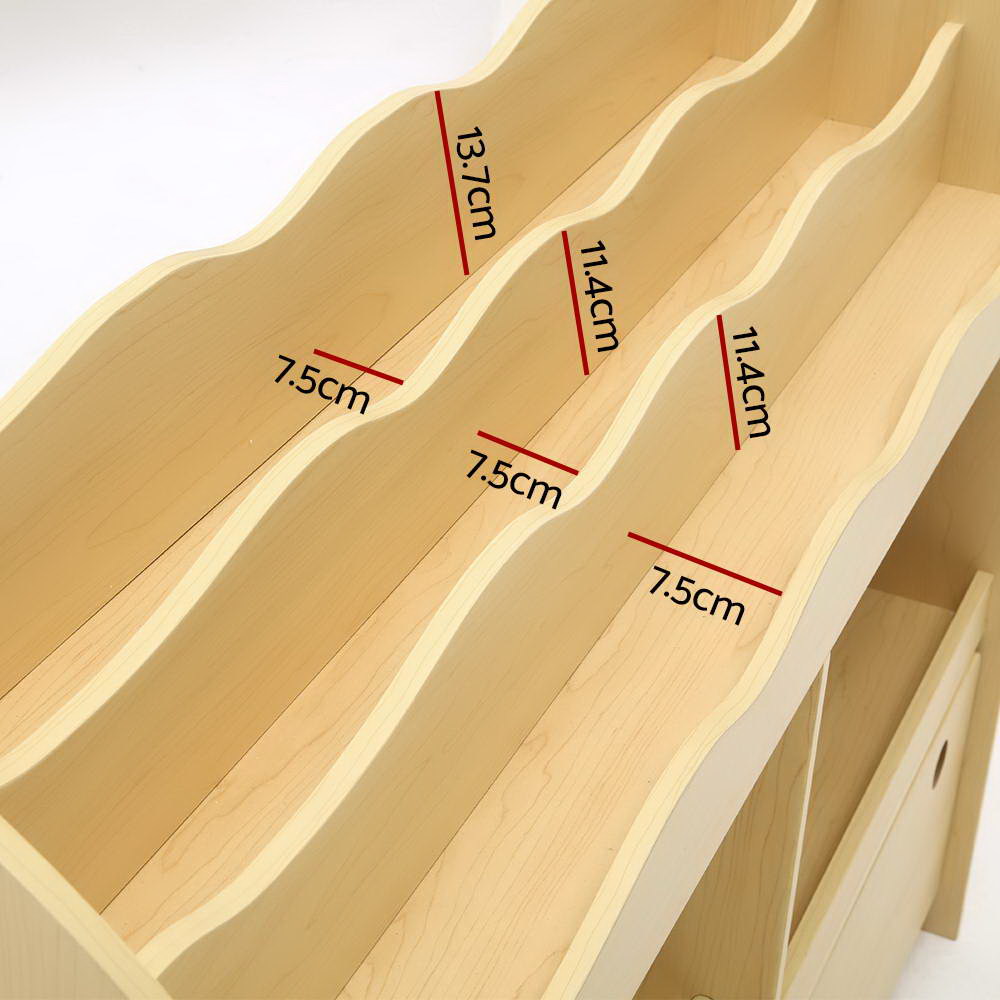 Kids Bookshelf Toy Storage Box Organiser Display Rack - 3 Tiers