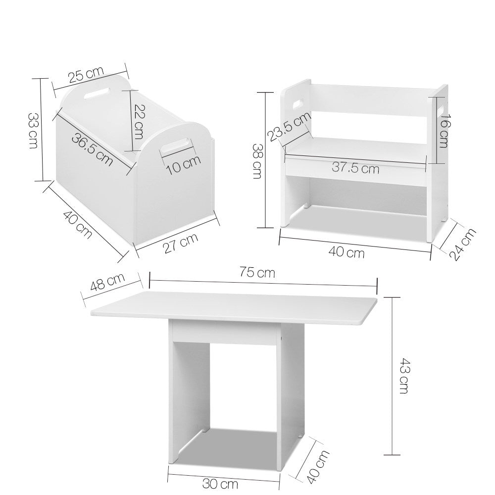 Kids Multi-function Table and Chair Activity Desk - White