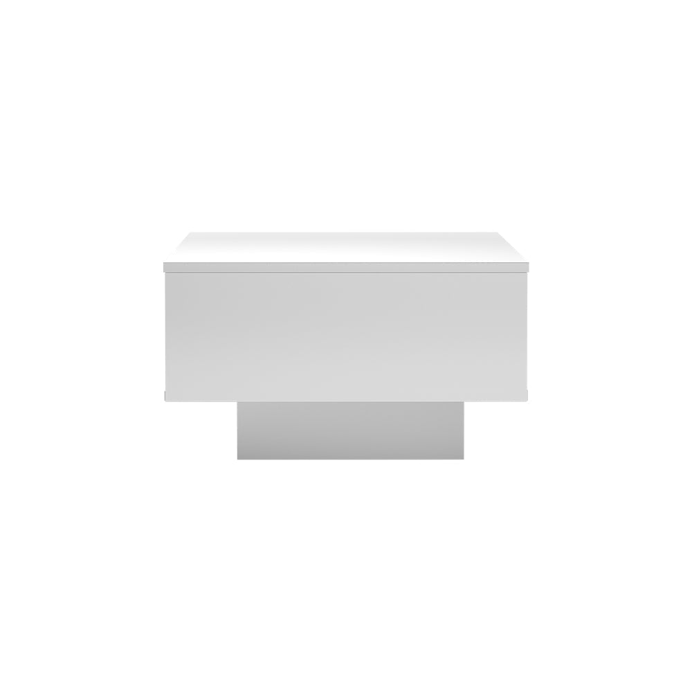 Coffee Table LED Lights High Gloss Storage Drawer Modern Furniture White