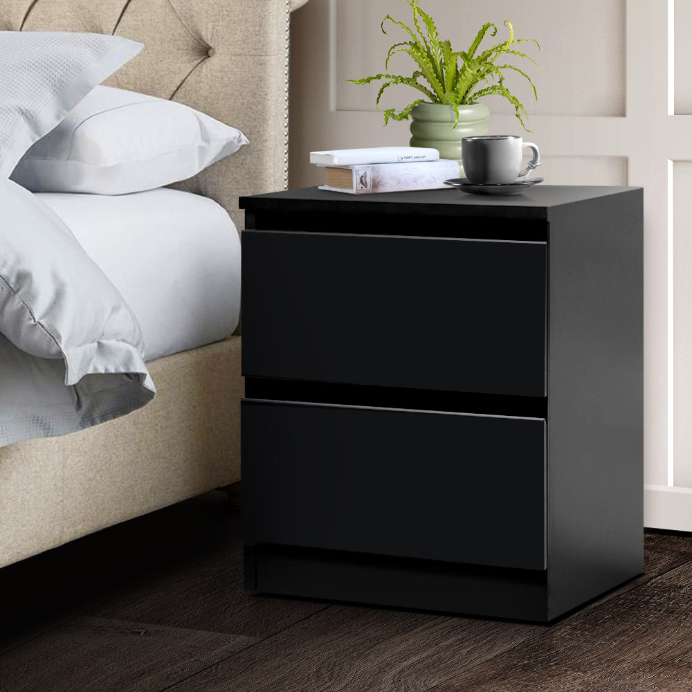 Bedside Tables Drawers Side Table Bedroom Furniture Nightstand Black Lamp