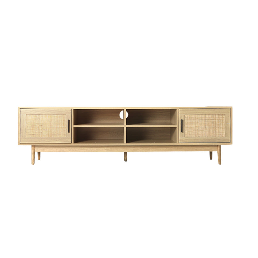 TV Cabinet Entertainment Unit Storage Cabinets Rattan Wooden 180CM