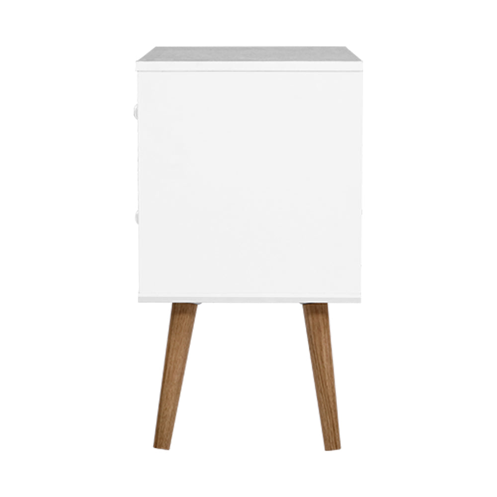 Side Table Cabinet 2 Drawer - Black and White