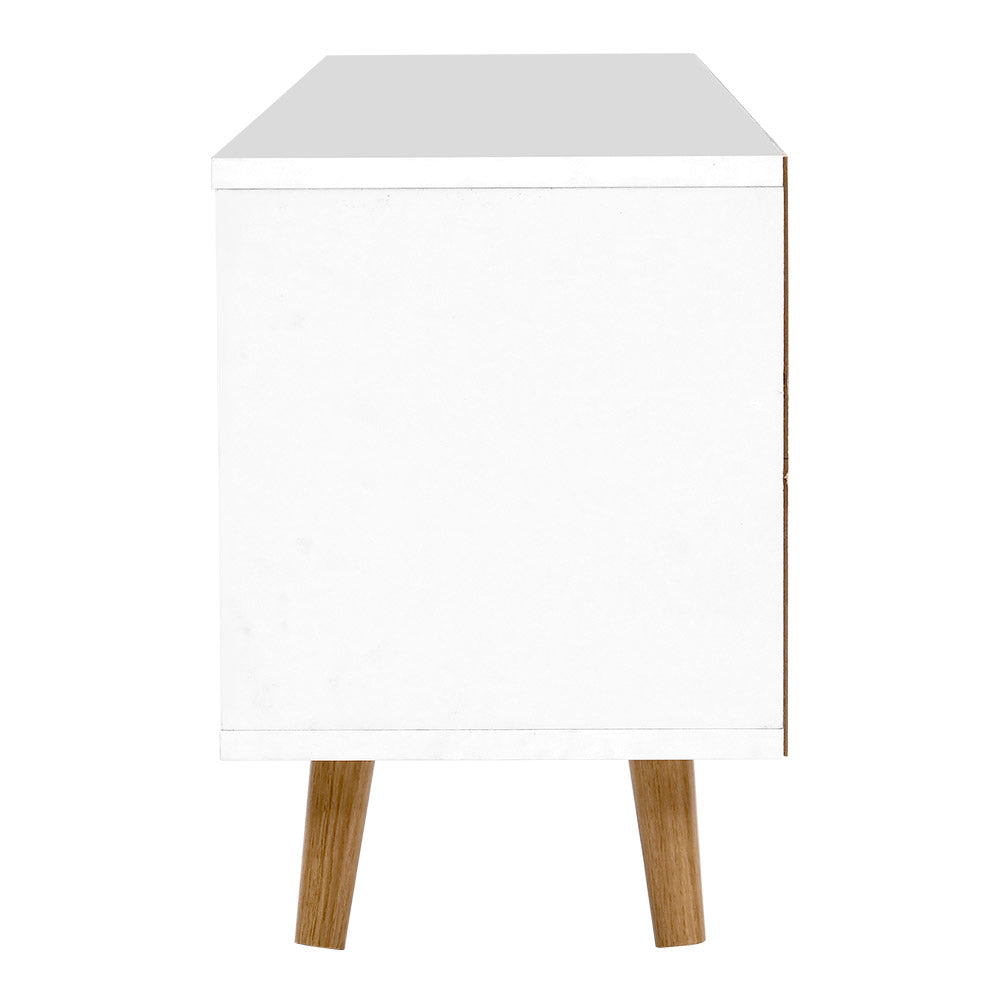 TV Cabinet Entertainment Unit Stand Wooden Scandinavian 120cm White