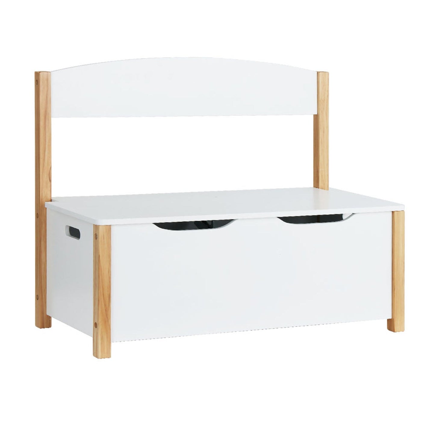Kids Storage Box Organiser Seating Bench - White and Natural