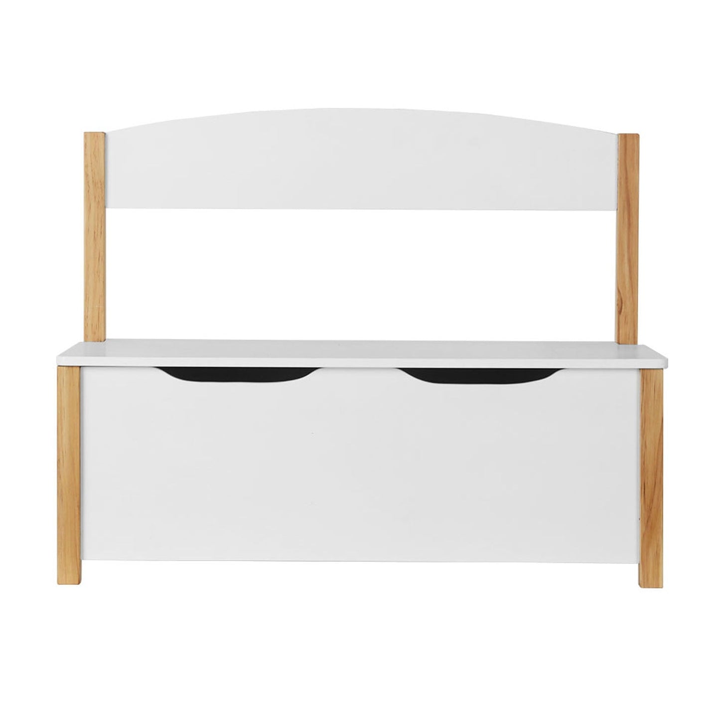 Kids Storage Box Organiser Seating Bench - White and Natural