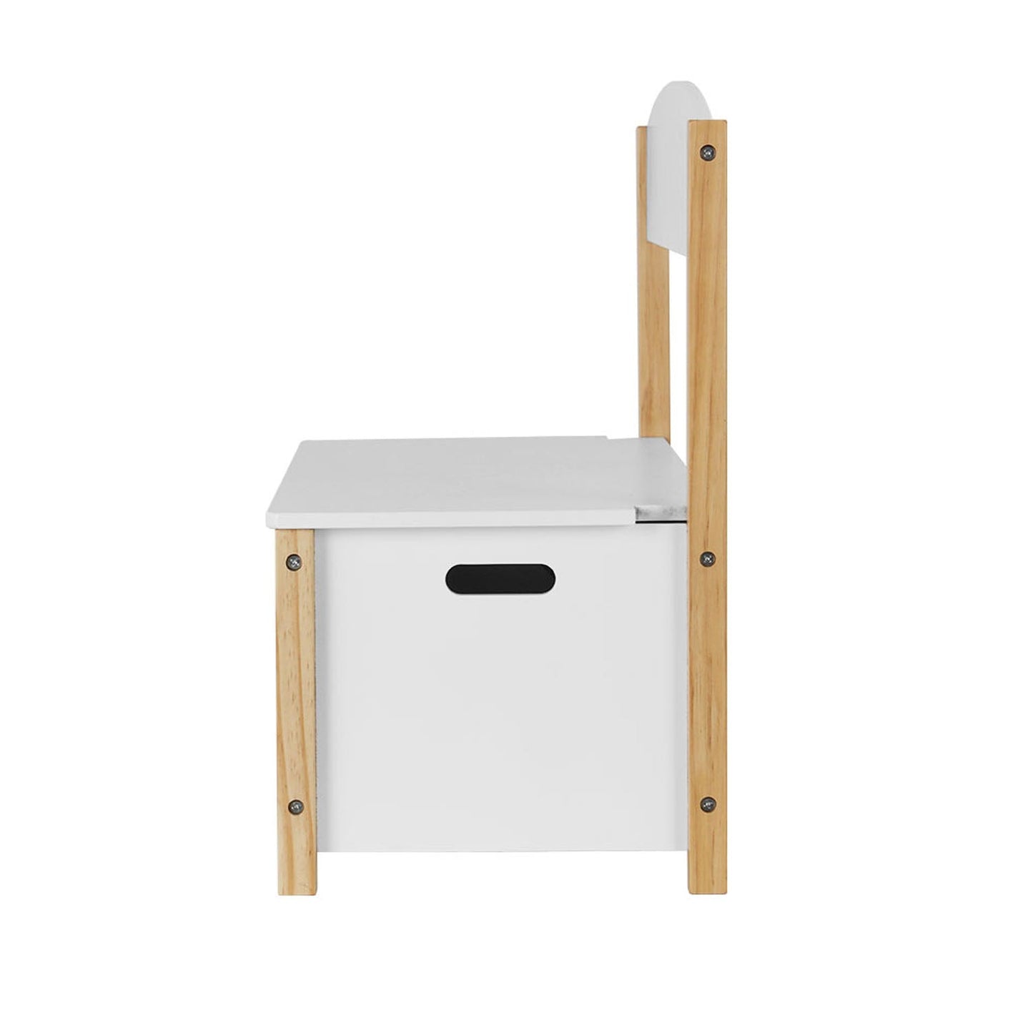 Kids Storage Box Organiser Seating Bench - White and Natural