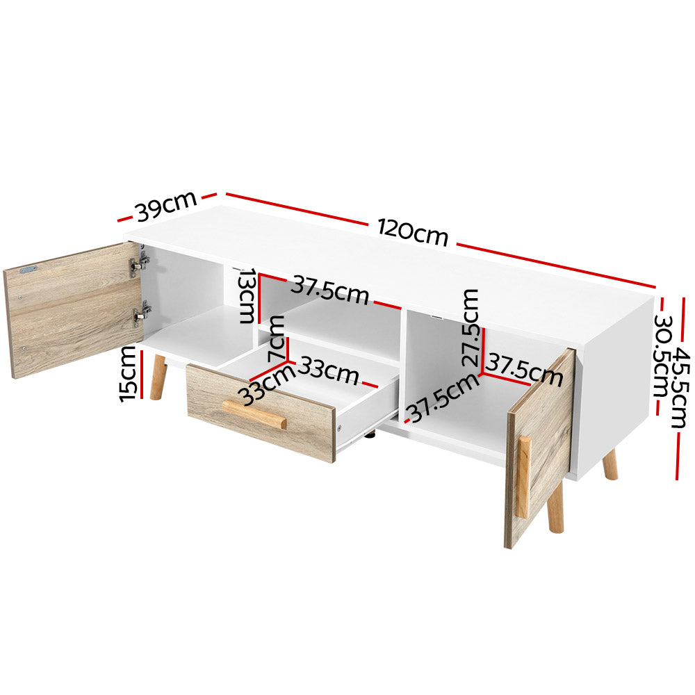 Wooden Entertainment Unit - White & Wood