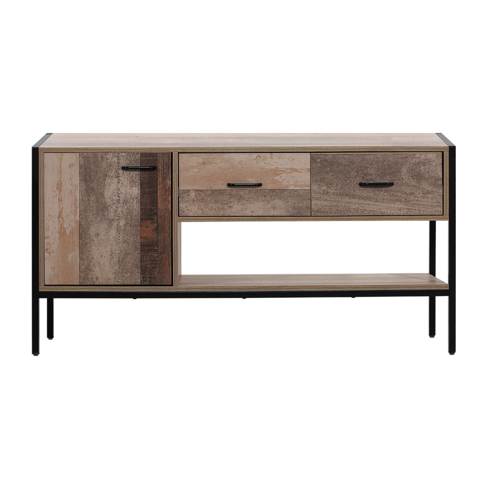 TV Stand Entertainment Unit Storage Cabinet Industrial Rustic Wooden 120cm