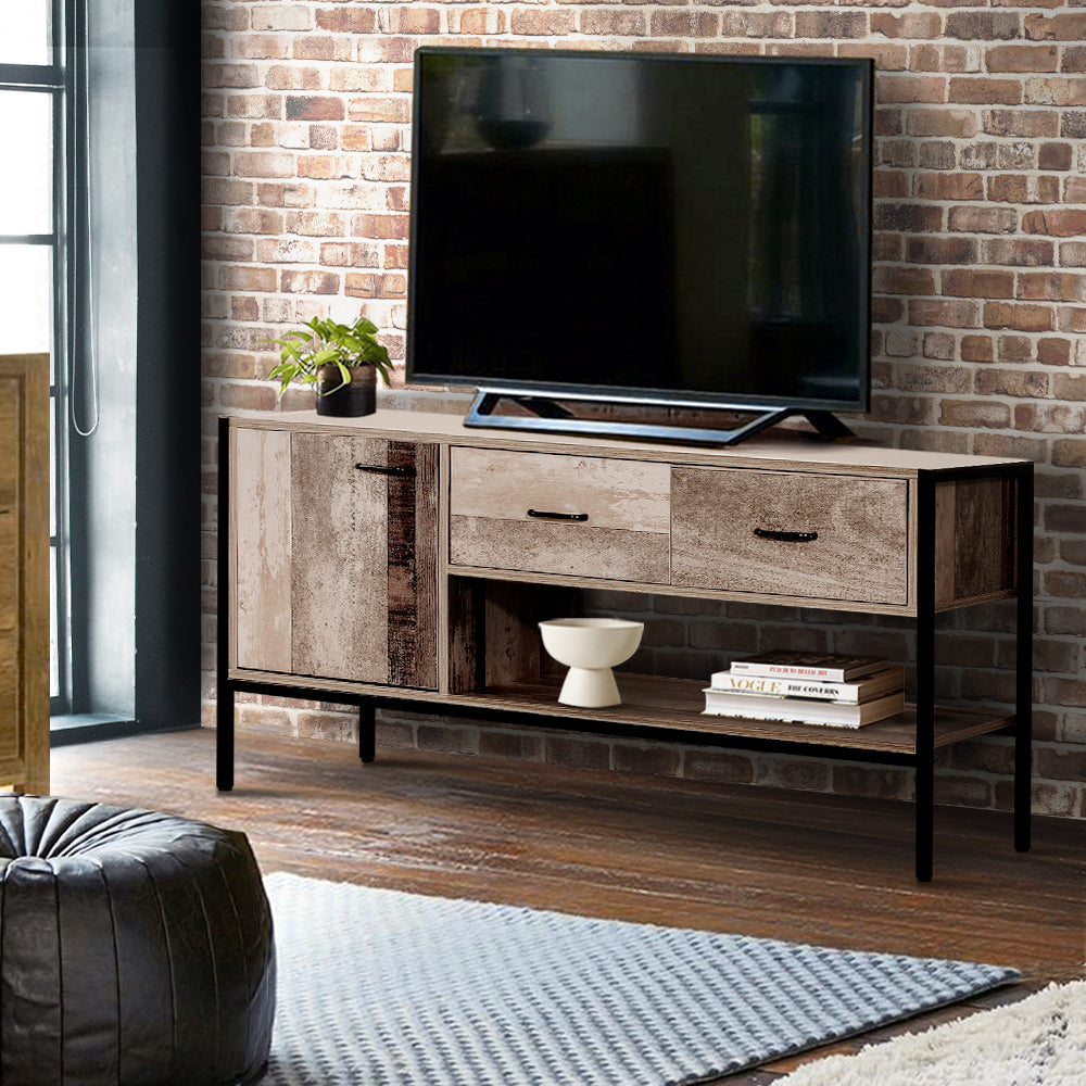 TV Stand Entertainment Unit Storage Cabinet Industrial Rustic Wooden 120cm