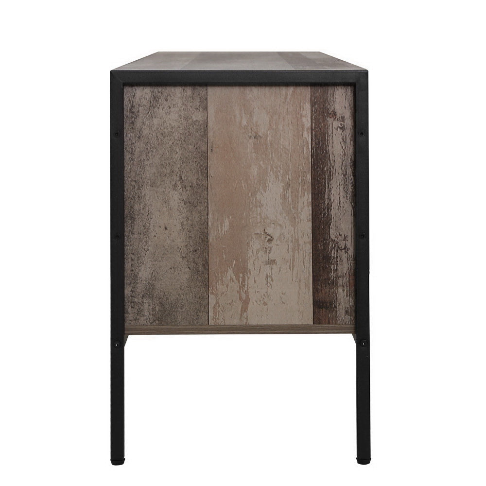 TV Cabinet Entertainment Unit Stand Storage Wood Industrial Rustic 124cm