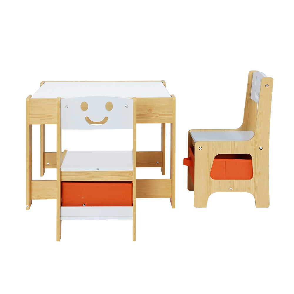 Kids Table Chairs Set Activity Chalkboard Toys Storage Desk - Set of 3