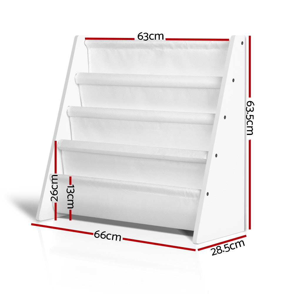Kids Books and Magazine Organiser Shelf Display - White