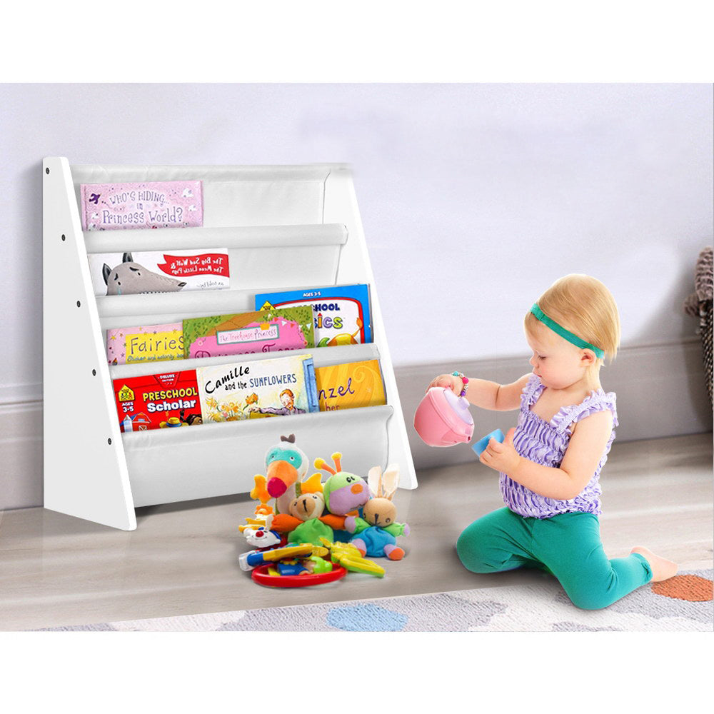 Kids Books and Magazine Organiser Shelf Display - White
