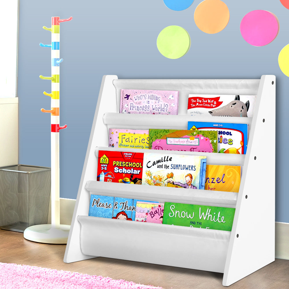 Kids Books and Magazine Organiser Shelf Display - White