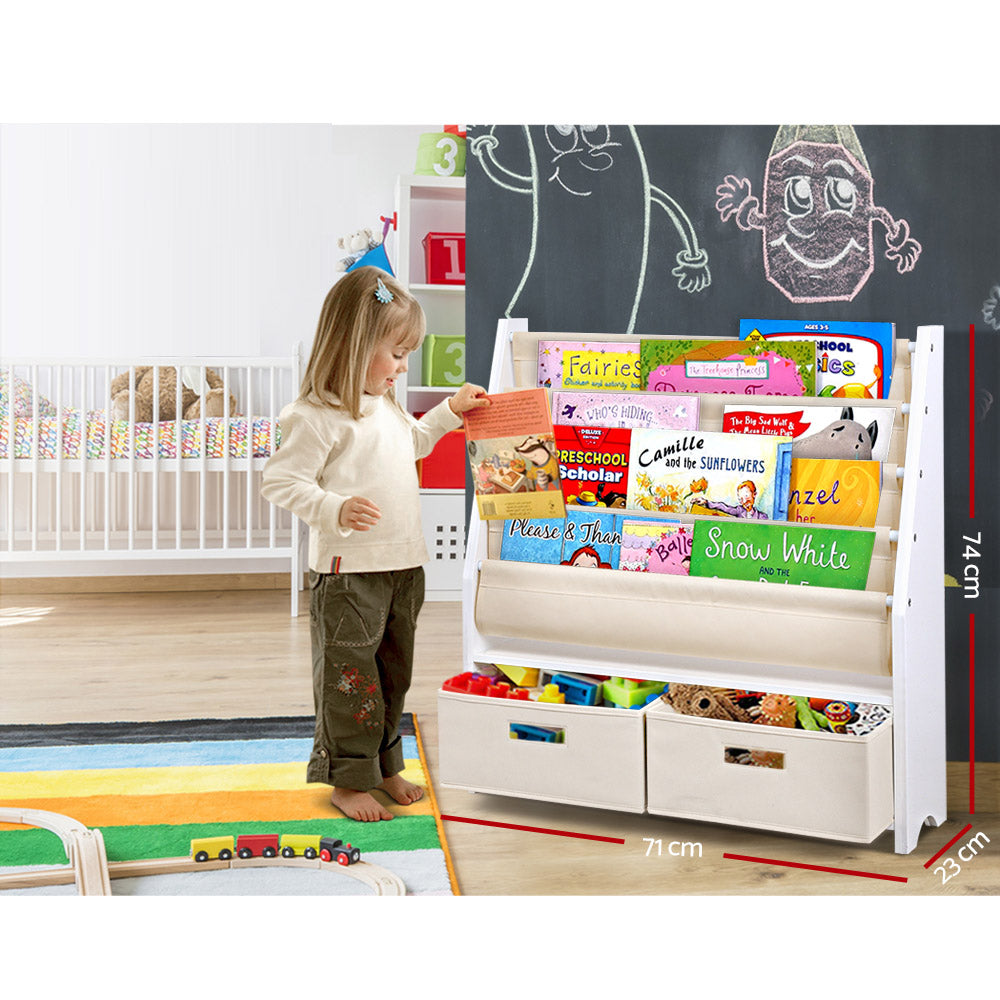Kids Toy and Book Organiser Shelf Storage Rack - 4 Tiers