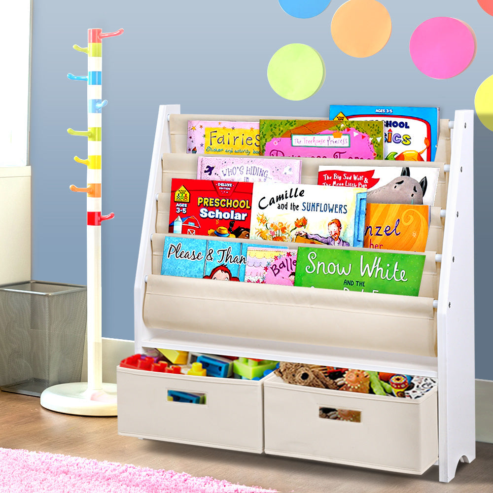 Kids Toy and Book Organiser Shelf Storage Rack - 4 Tiers