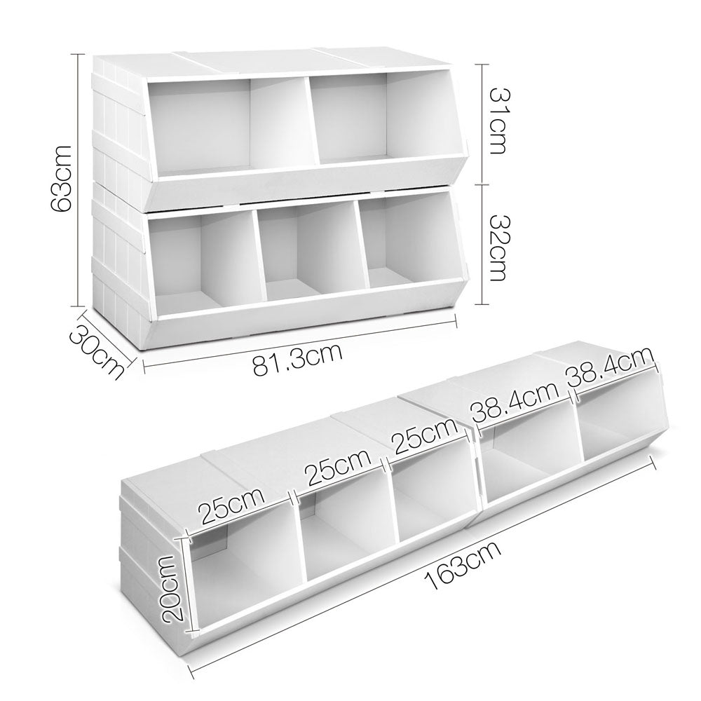 Kids Toy Box Storage Organiser - White
