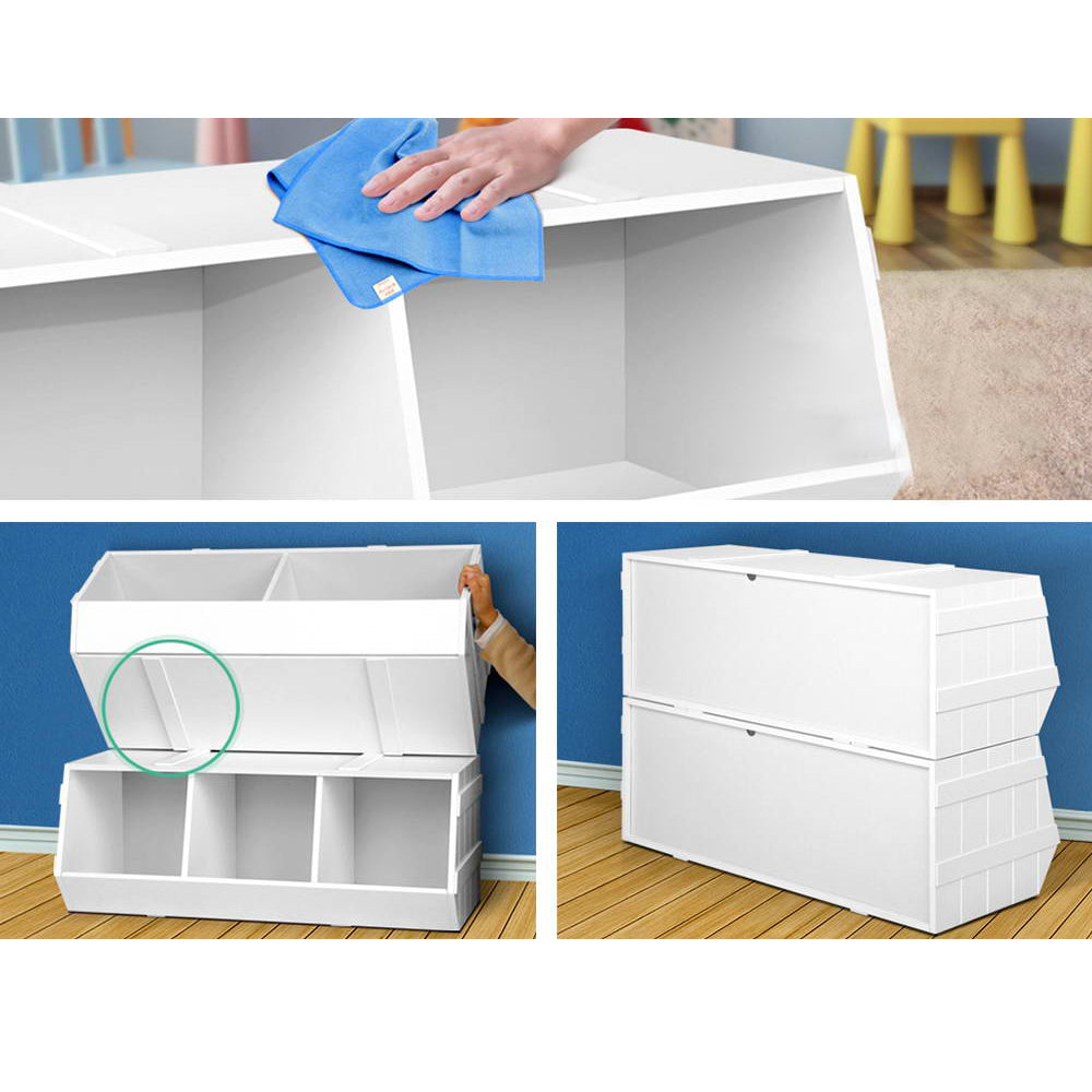 Kids Toy Box Storage Organiser - White