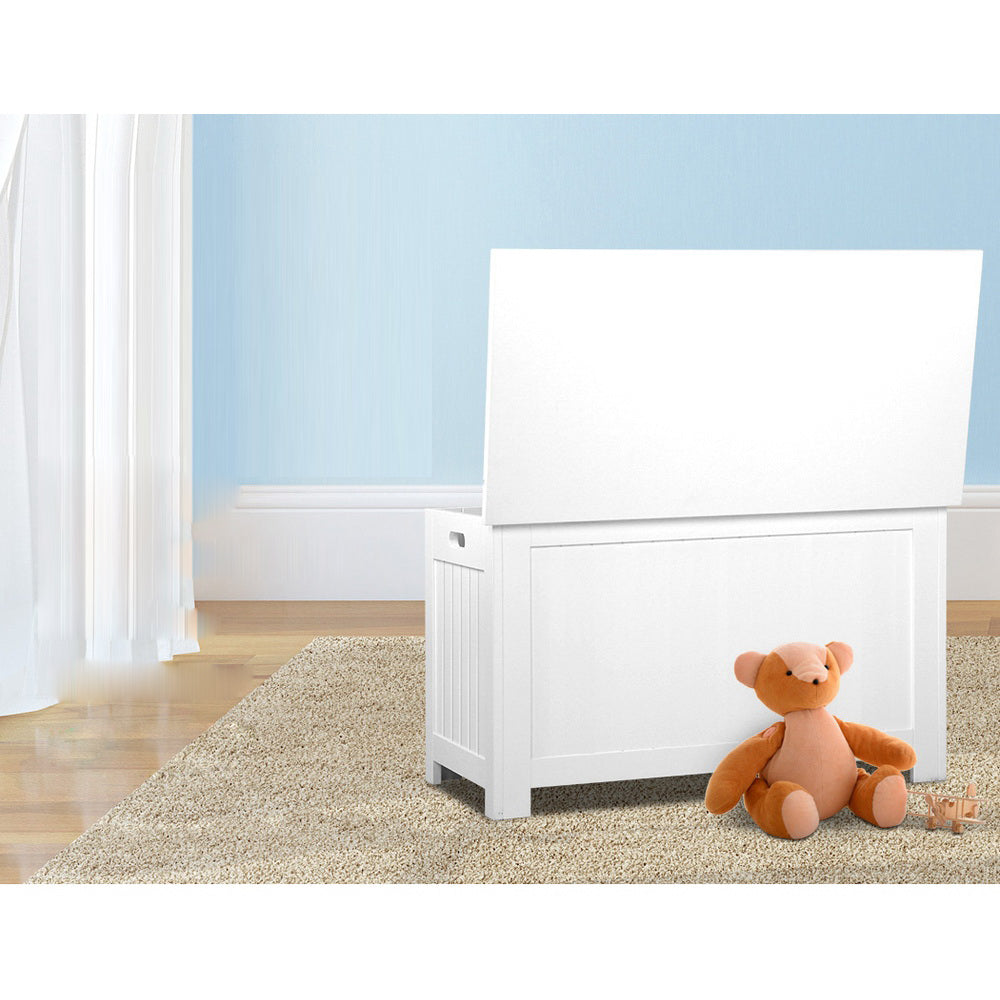 Kids Wooden Storage Blanket Box - White