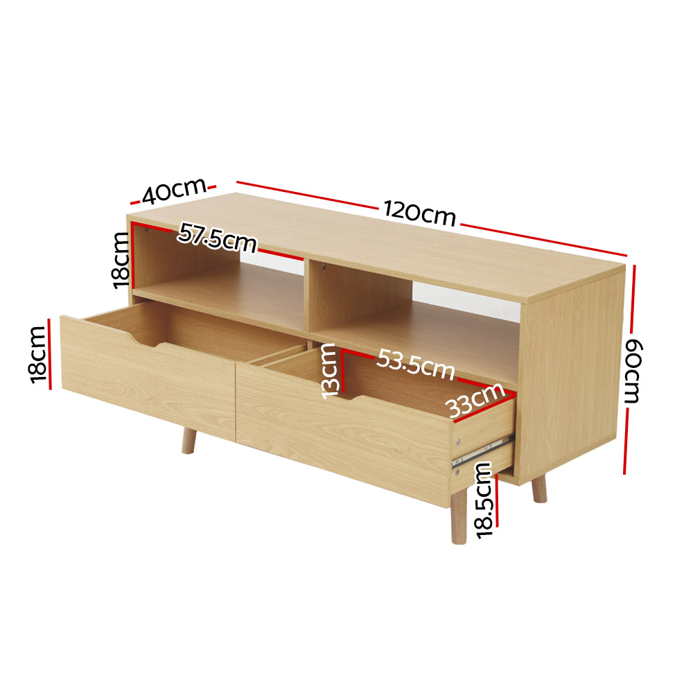 TV Cabinet Entertainment Unit Stand Wooden Storage 120cm