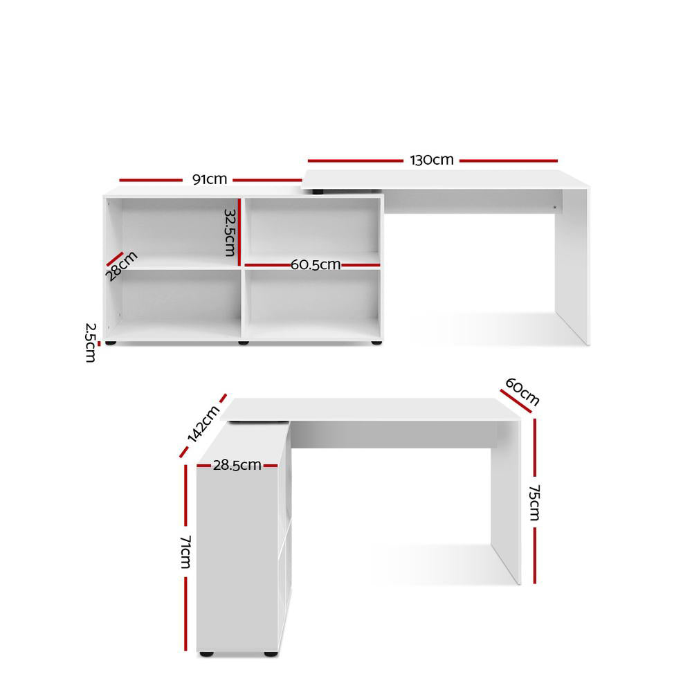 Office Computer Corner Desk Workstation - White