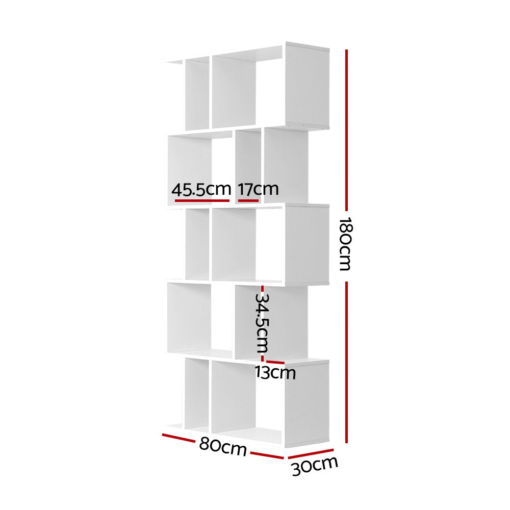 5 Tier Bookshelf Display Shelf CD Cabinet Bookcase Stand Storage White