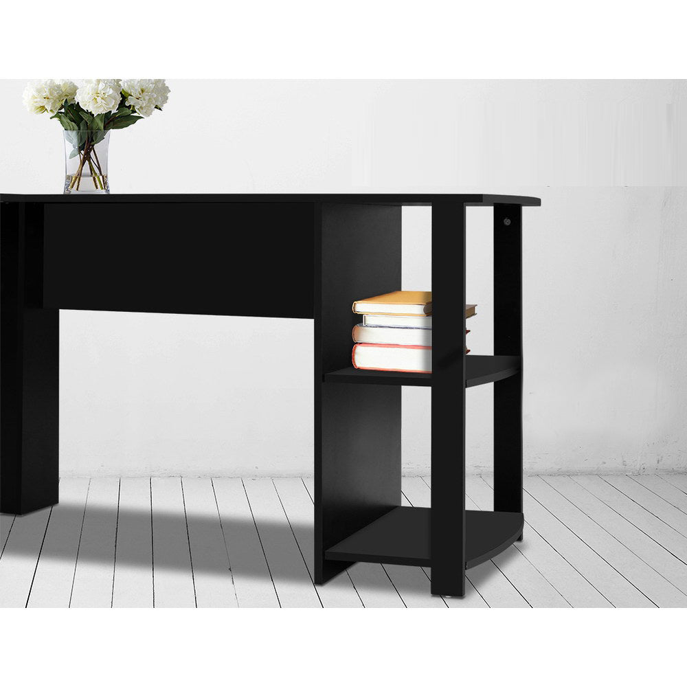 L Shape Corner Computer Table Workstation - Black