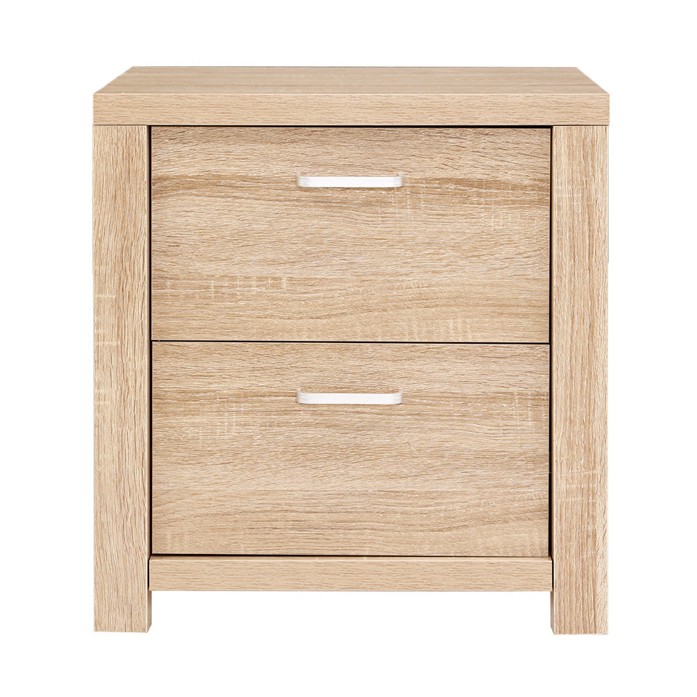 Bedside Table Lamp Side Tables Drawers Nightstand Unit Beige Wood