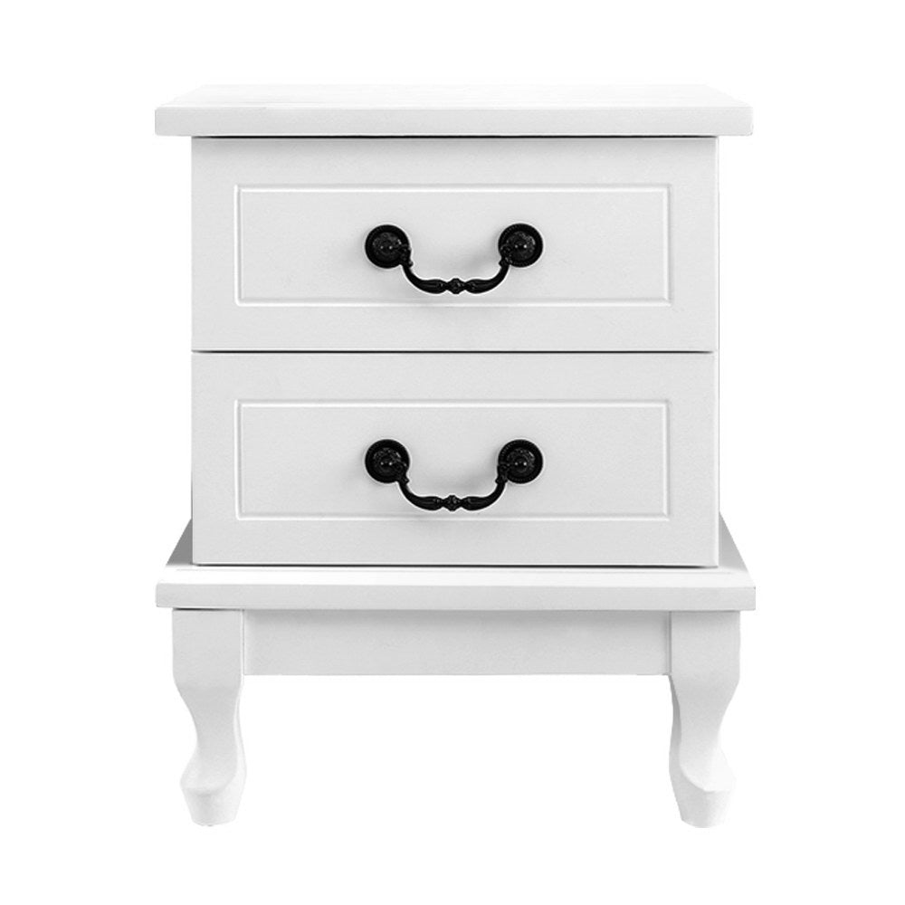 Bedside Tables 2 Drawers Side Table French Nightstand Storage Cabinet