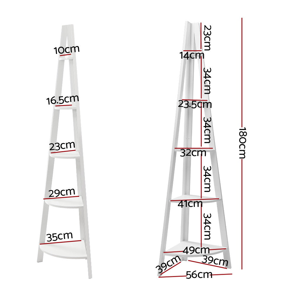 5 Tier Corner Ladder Display Shelf Home Storage Plant Stand Bookshelf