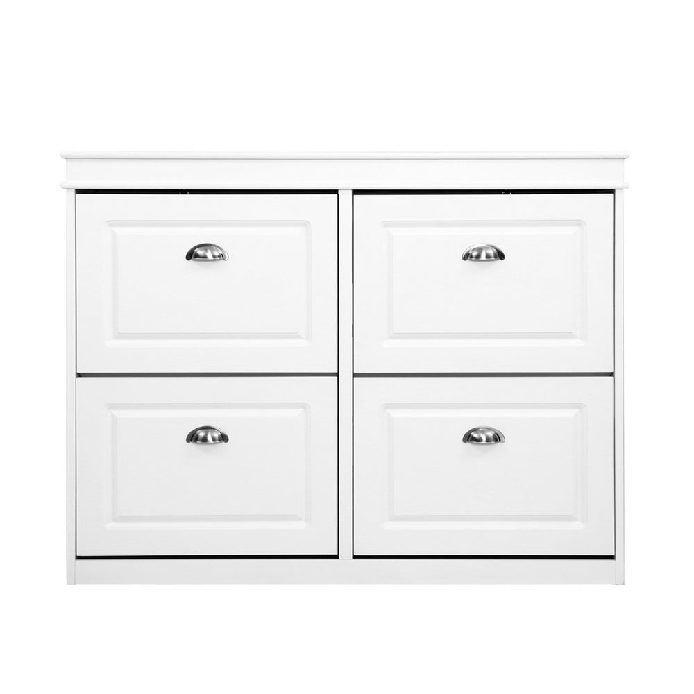 Shoe Cabinet Shoes Storage Rack Organiser White Shelf Drawer Cupboard 24 Pairs