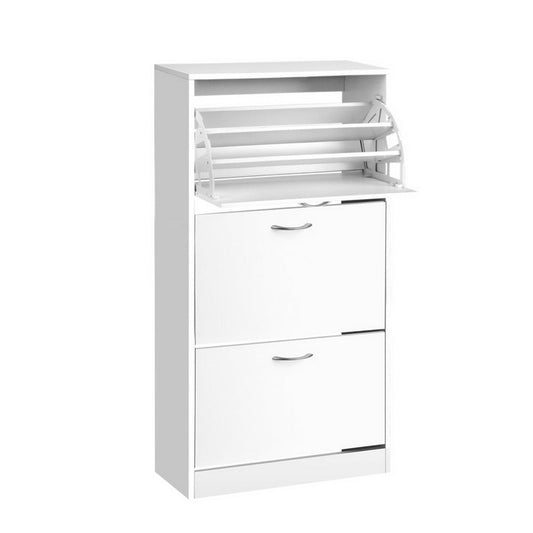 3 Tier Shoe Cabinet - White