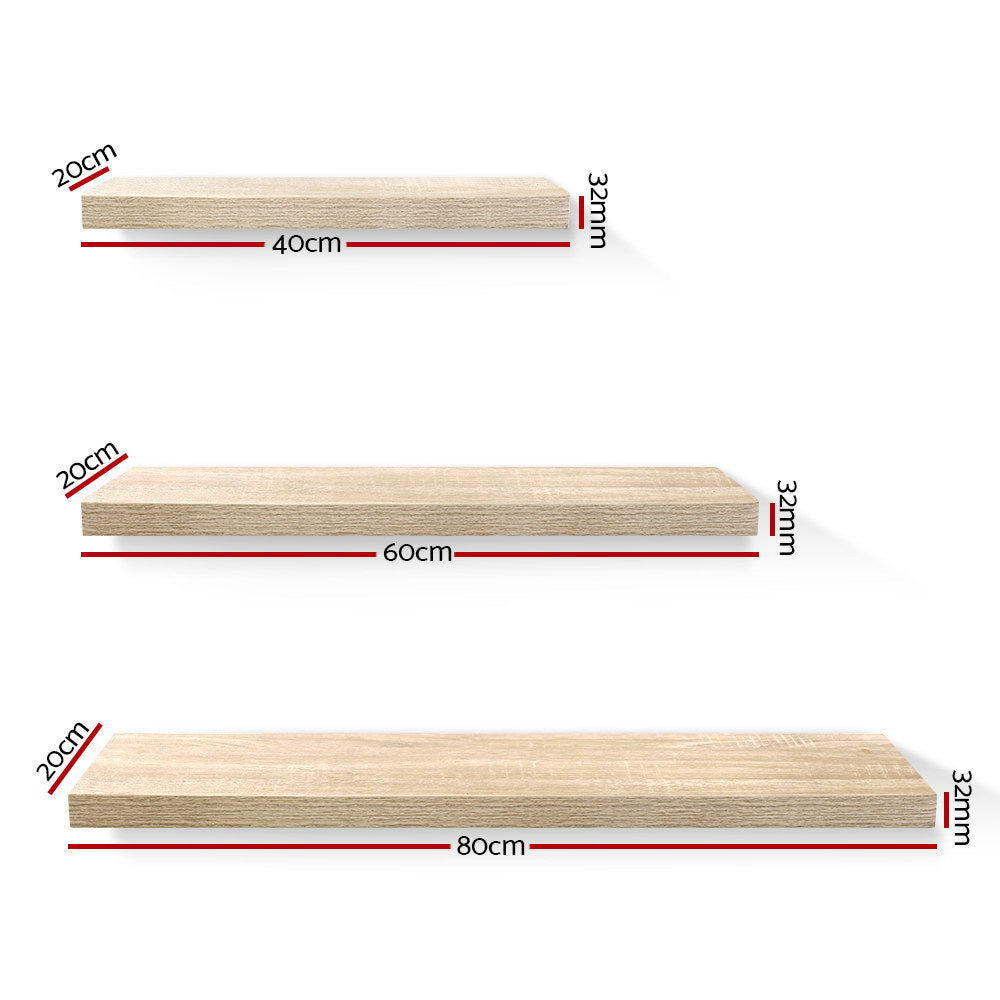 DIY Floating Shelf Set Book Display - Oak
