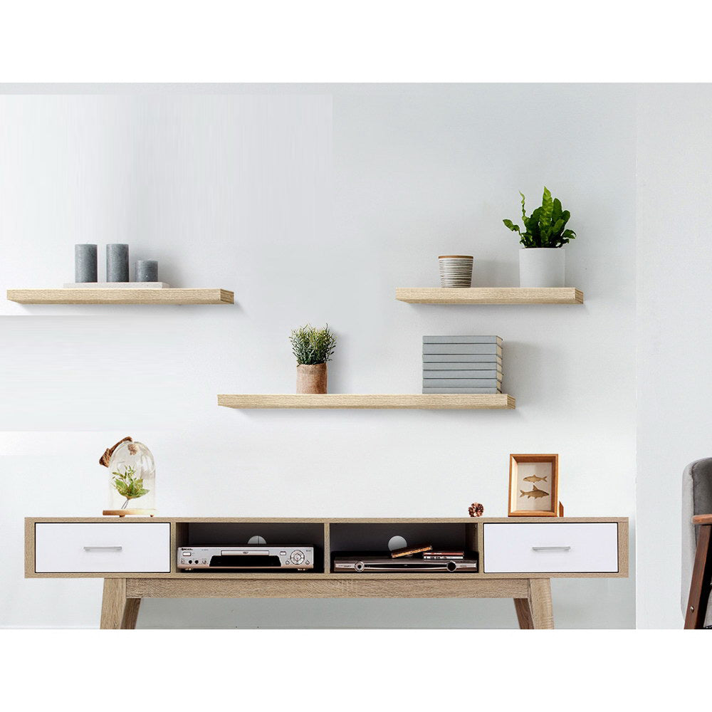 DIY Floating Shelf Set Book Display - Oak