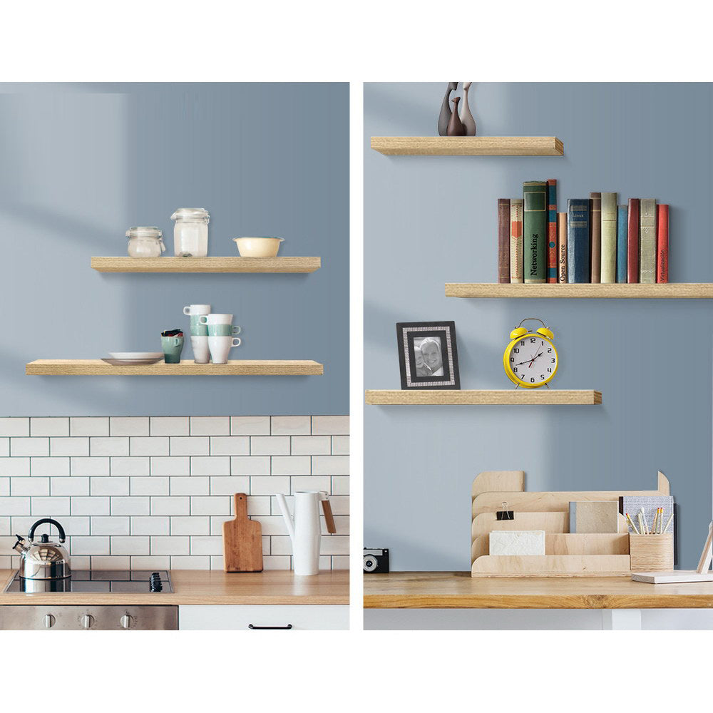 DIY Floating Shelf Set Book Display - Oak