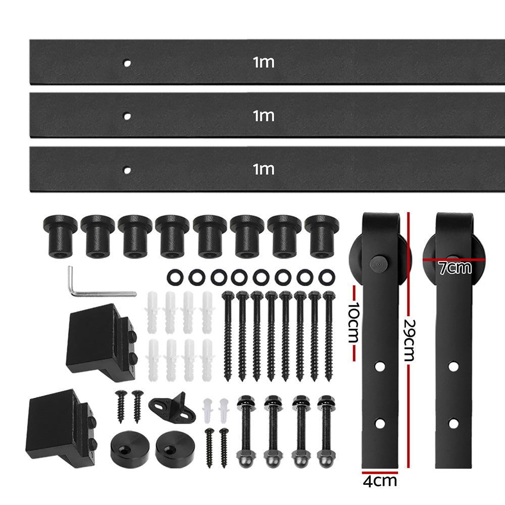 Sliding Barn Door Hardware Track Roller Set 3m Kit Slide Office Bedroom