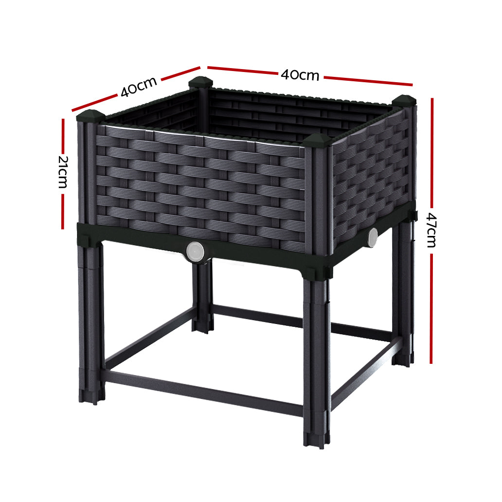 Garden Bed PP Raised Planter Flower Vegetable Outdoor 40x40x23cm