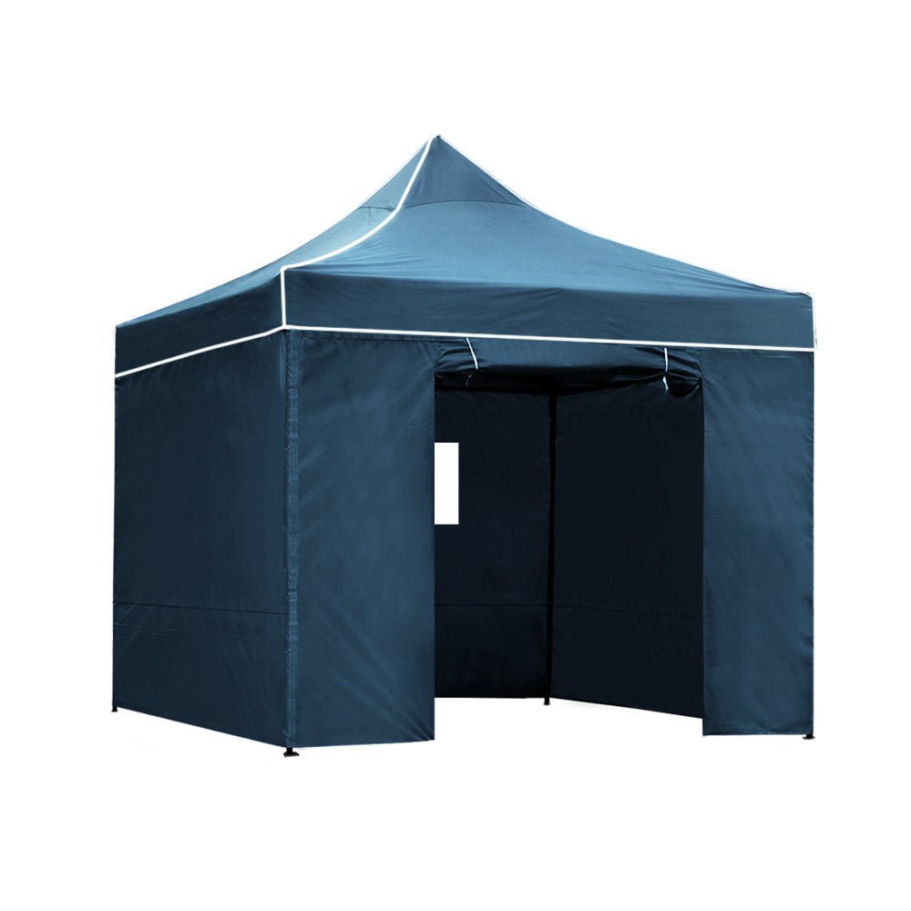 Gazebo Pop Up Marquee Folding Tent Metal Navy - 3x3m
