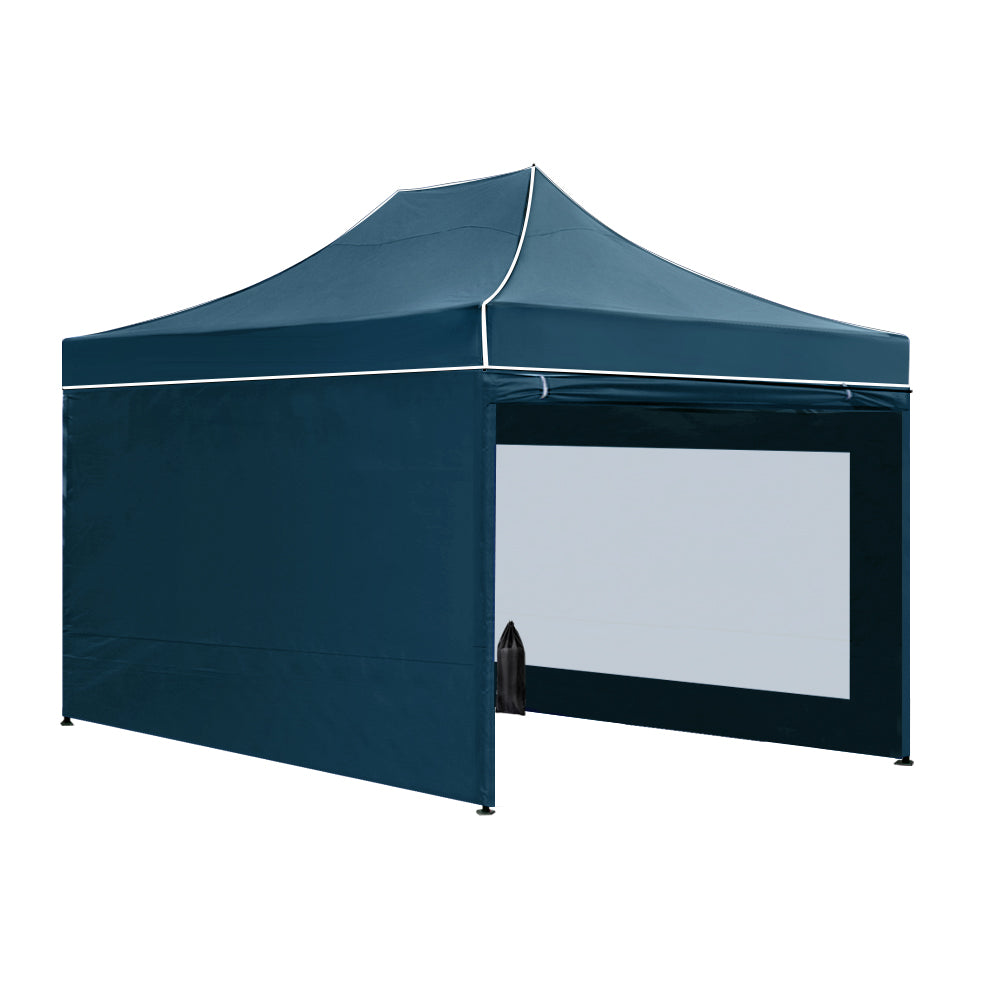 Gazebo Pop Up Marquee Folding Tent Shade Navy - 3x4.5m