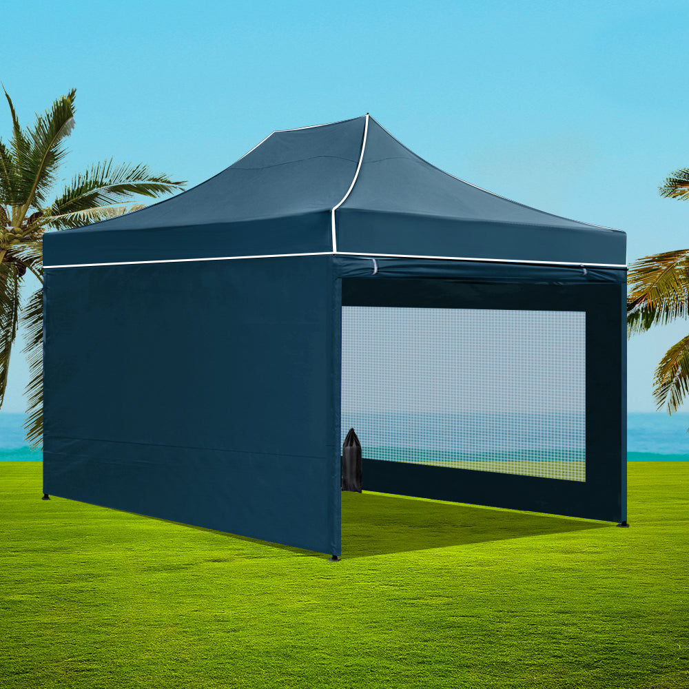 Gazebo Pop Up Marquee Folding Tent Shade Navy - 3x4.5m