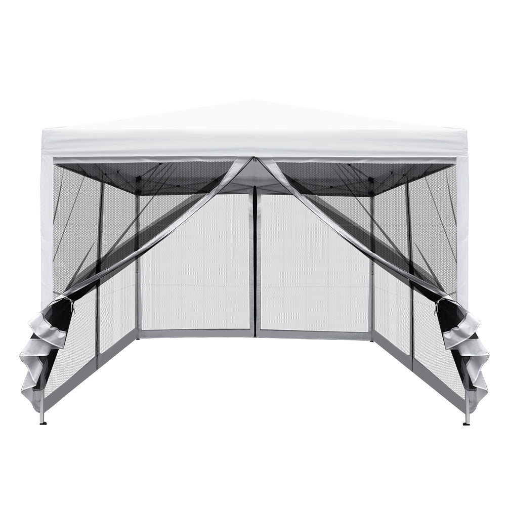 Pop Up Wedding Side Mesh Wall Outdoor Gazebo White - 3x3m