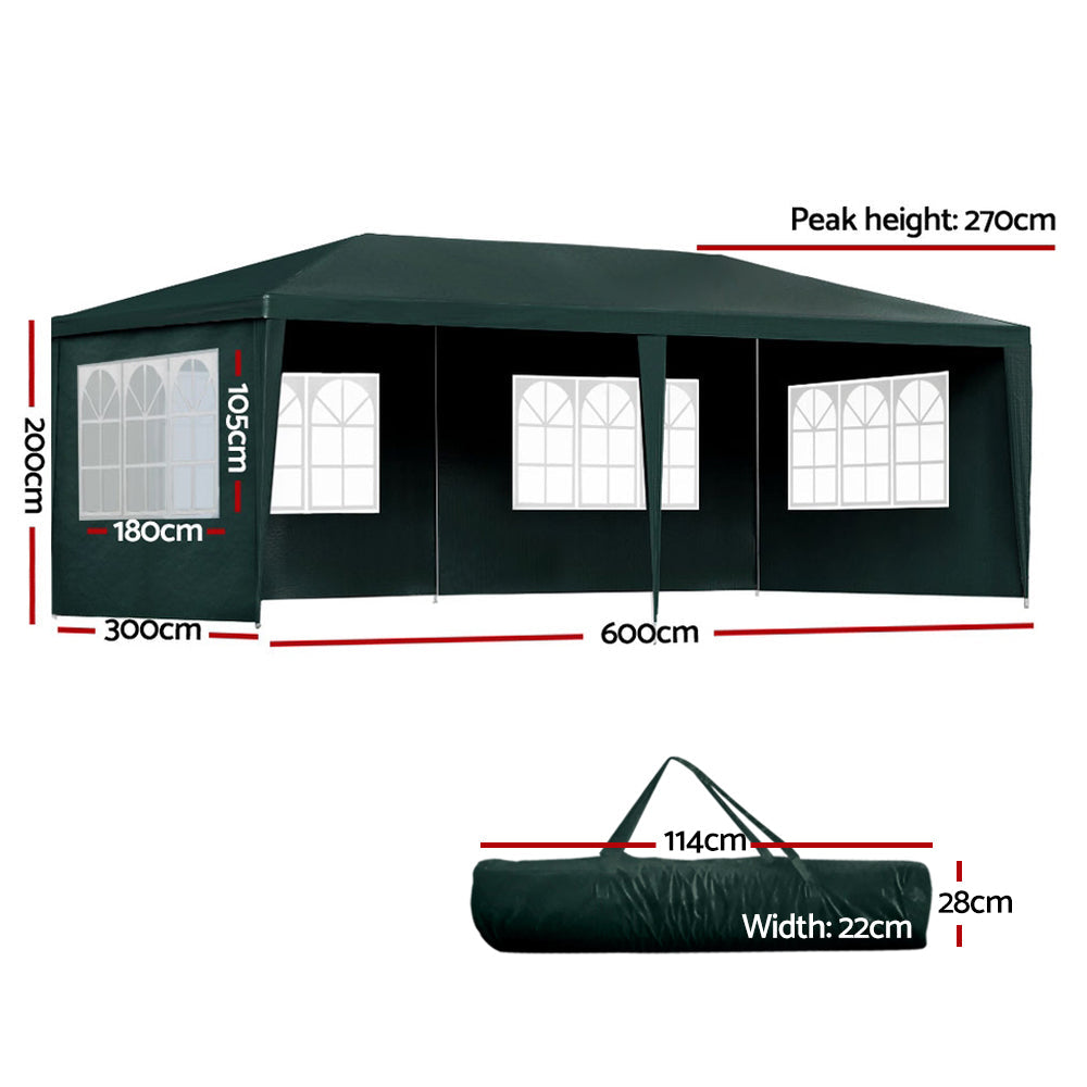 Gazebo Outdoor Marquee Party Camping Tent 4 Wall Panels - 3x6m