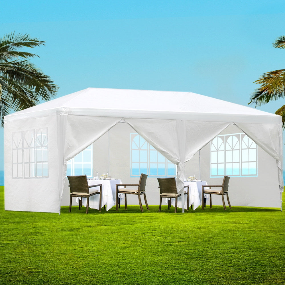 Gazebo Outdoor Marquee Wedding Camping Tent White - 3x6m