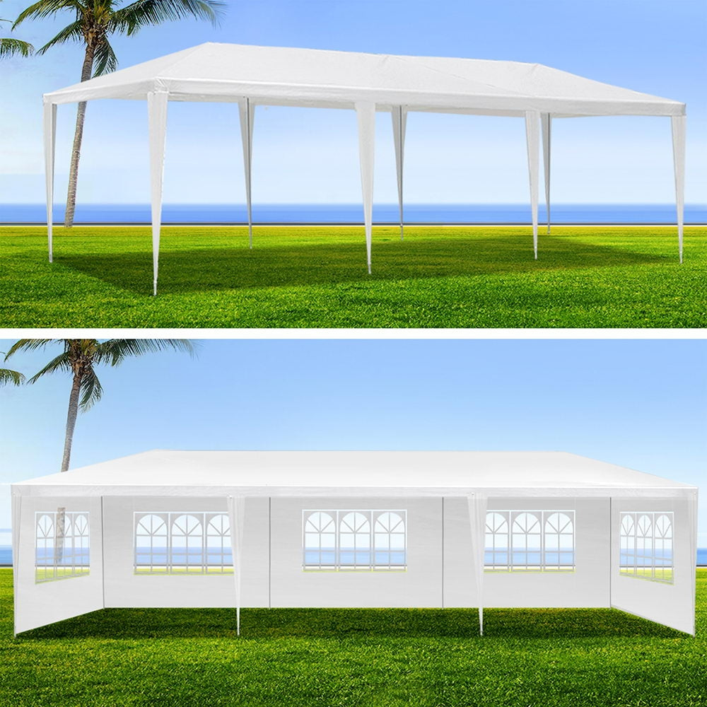 Gazebo Outdoor Marquee Wedding Camping Tent White - 3x9m
