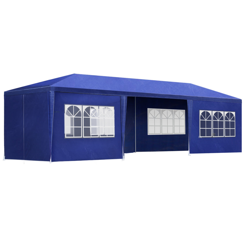 Gazebo Outdoor Marquee Wedding Camping Tent Blue - 3x9m
