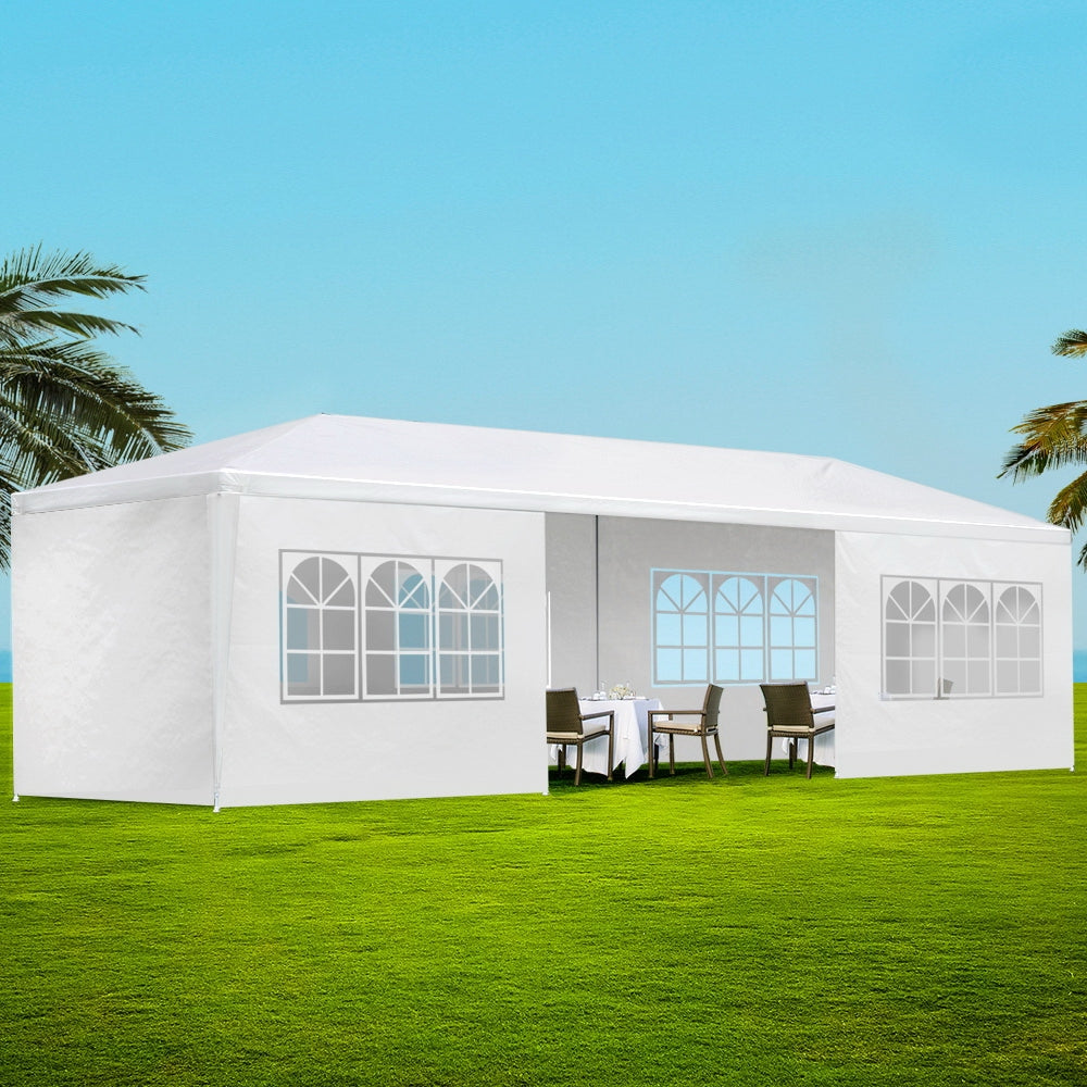 Outdoor Wedding Party Camping Gazebo Tent 8 Wall Panels - 3x9m