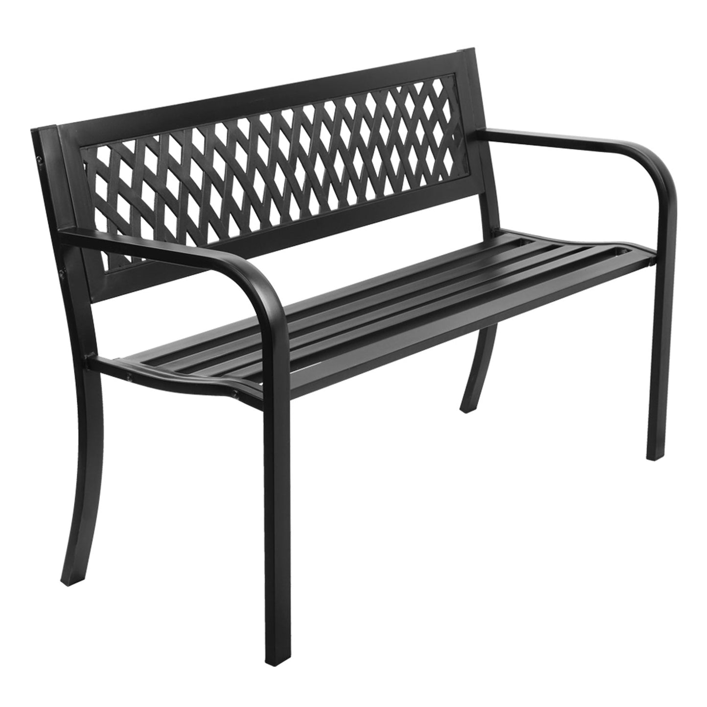 Steel Garden Bench 119cm x 53cm x 75cm - Black