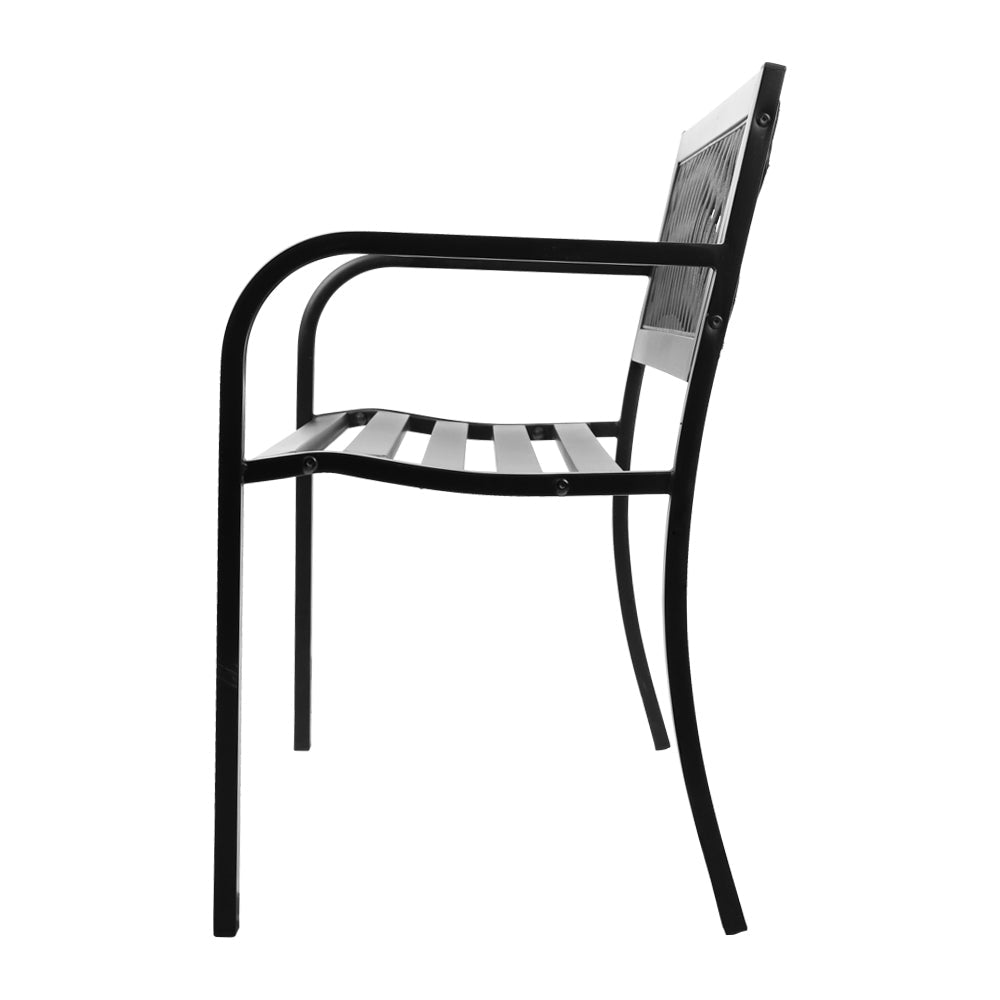 Steel Garden Bench 119cm x 53cm x 75cm - Black